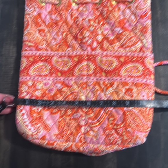 Vera Bradley Orange Paisley Quilted Drawstring Backpack Purse - Picture 5 of 6